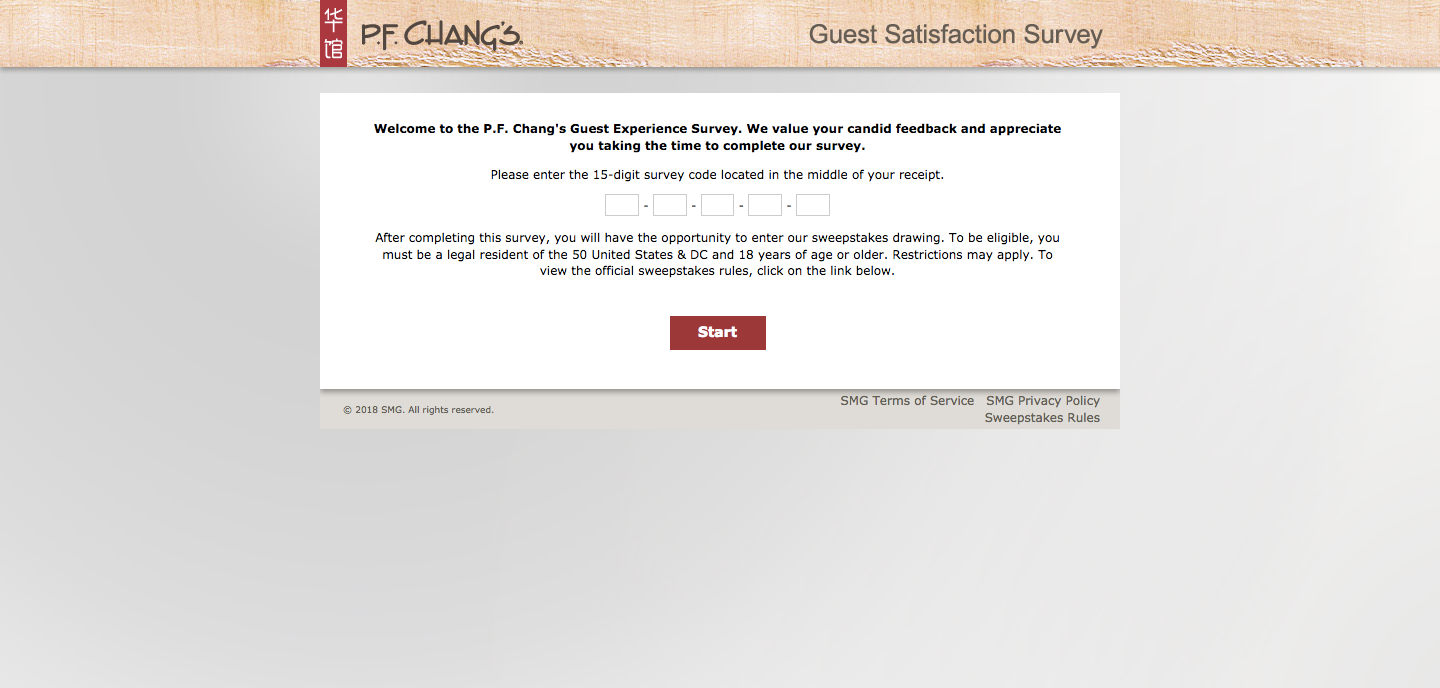 P.F. Chang’s Guest Experience Survey