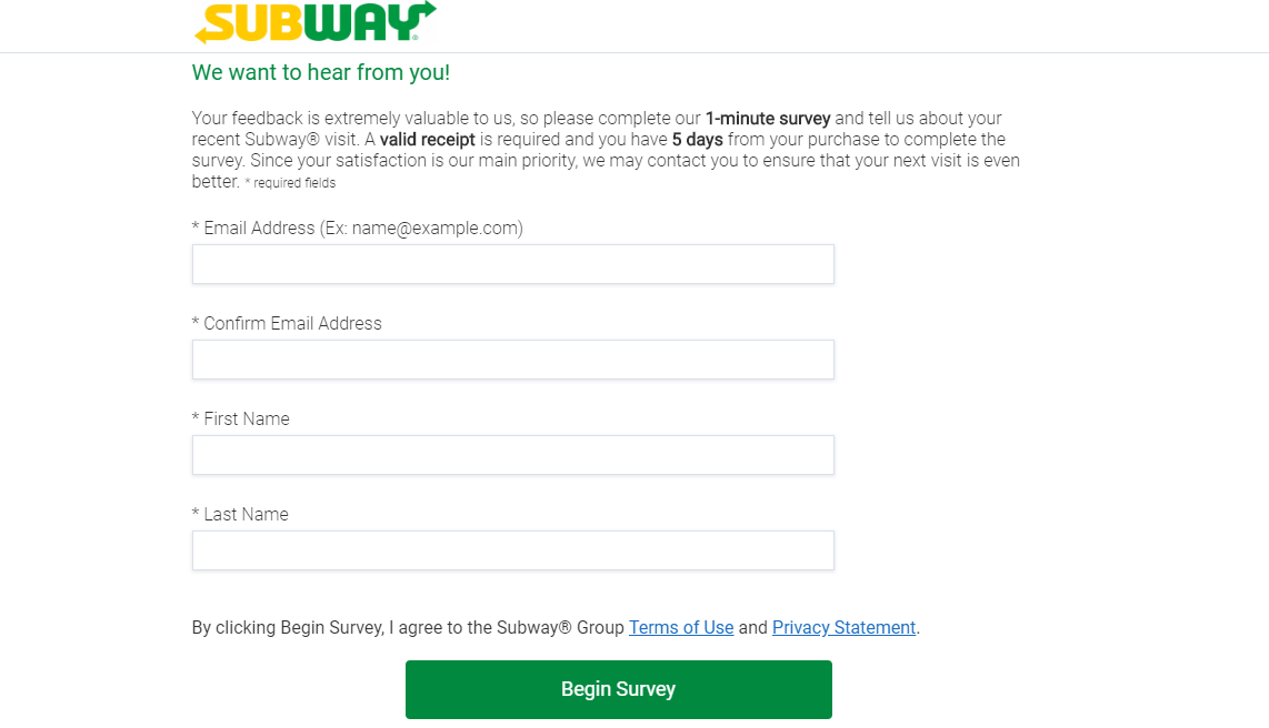 Tell Subway Survey